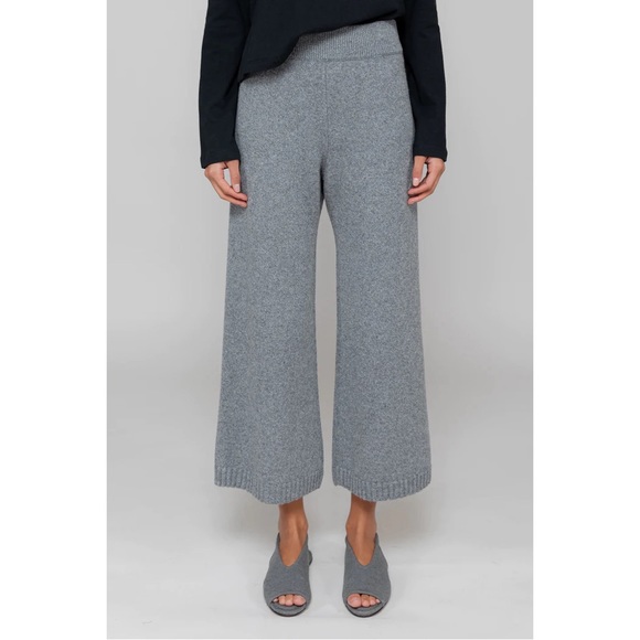 NWT LESET Zoe Crop Wide Leg Pant in Grey Melange - Picture 4 of 7